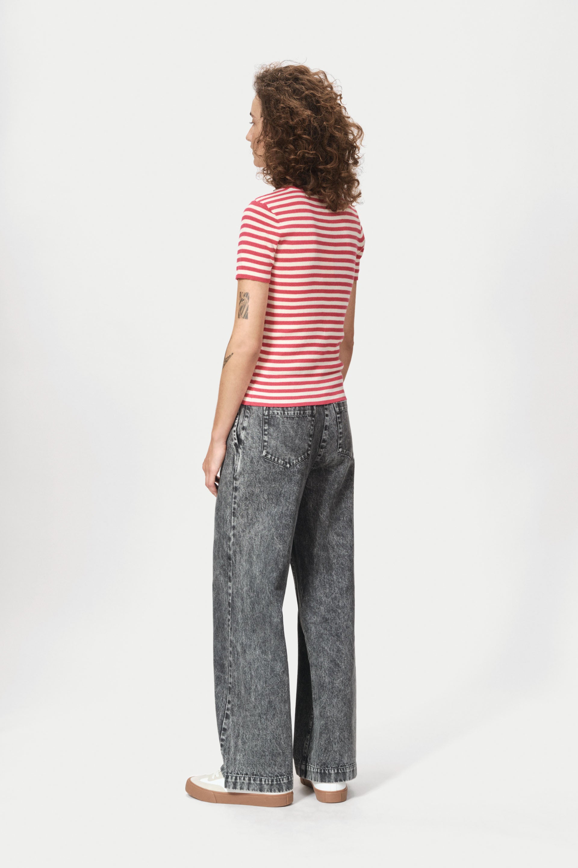 nué notes Simon Crewneck Pullovers 962 Old Rose Stripe