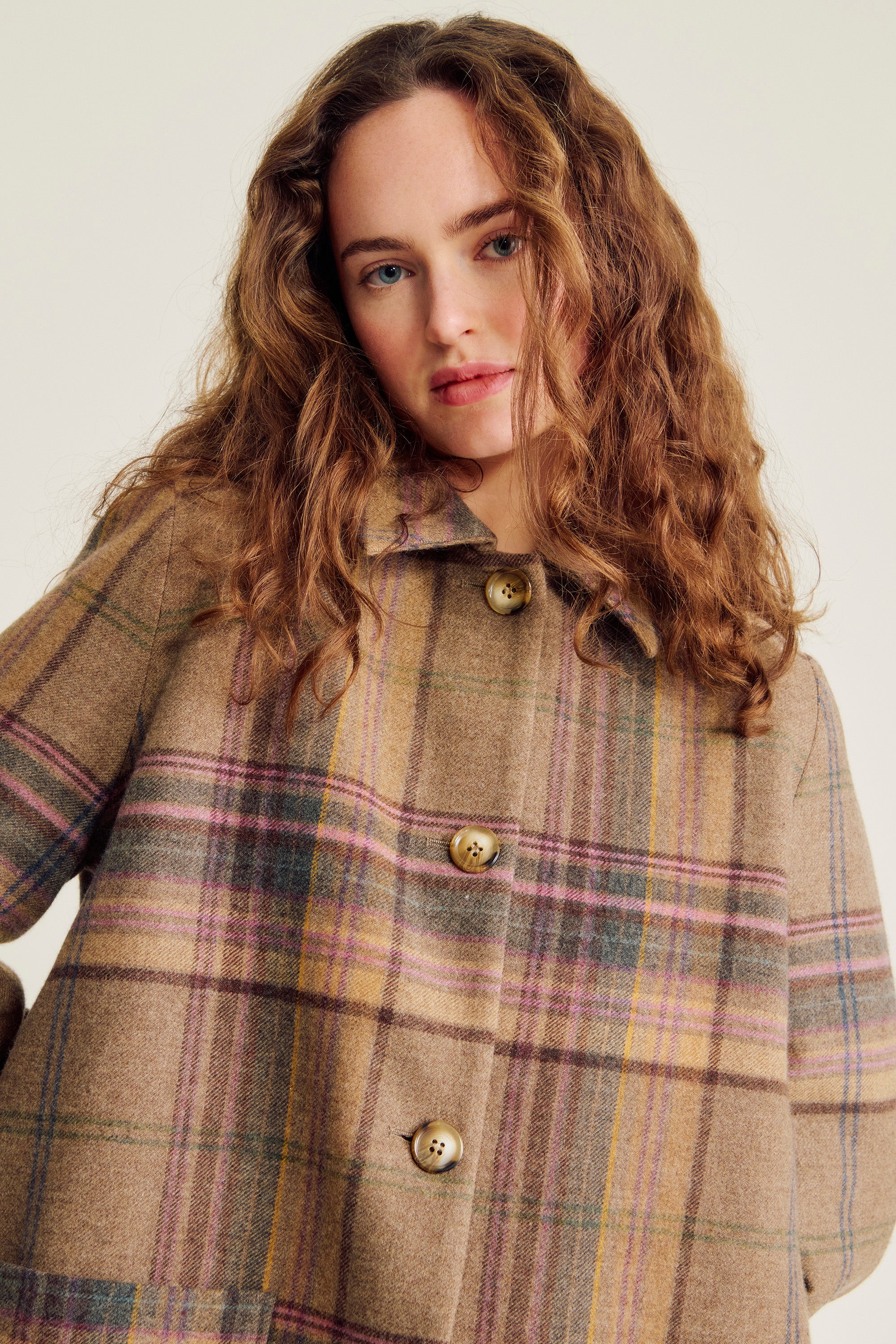 nué notes Soria Coat Jacket 914 Chestnut Pink Check