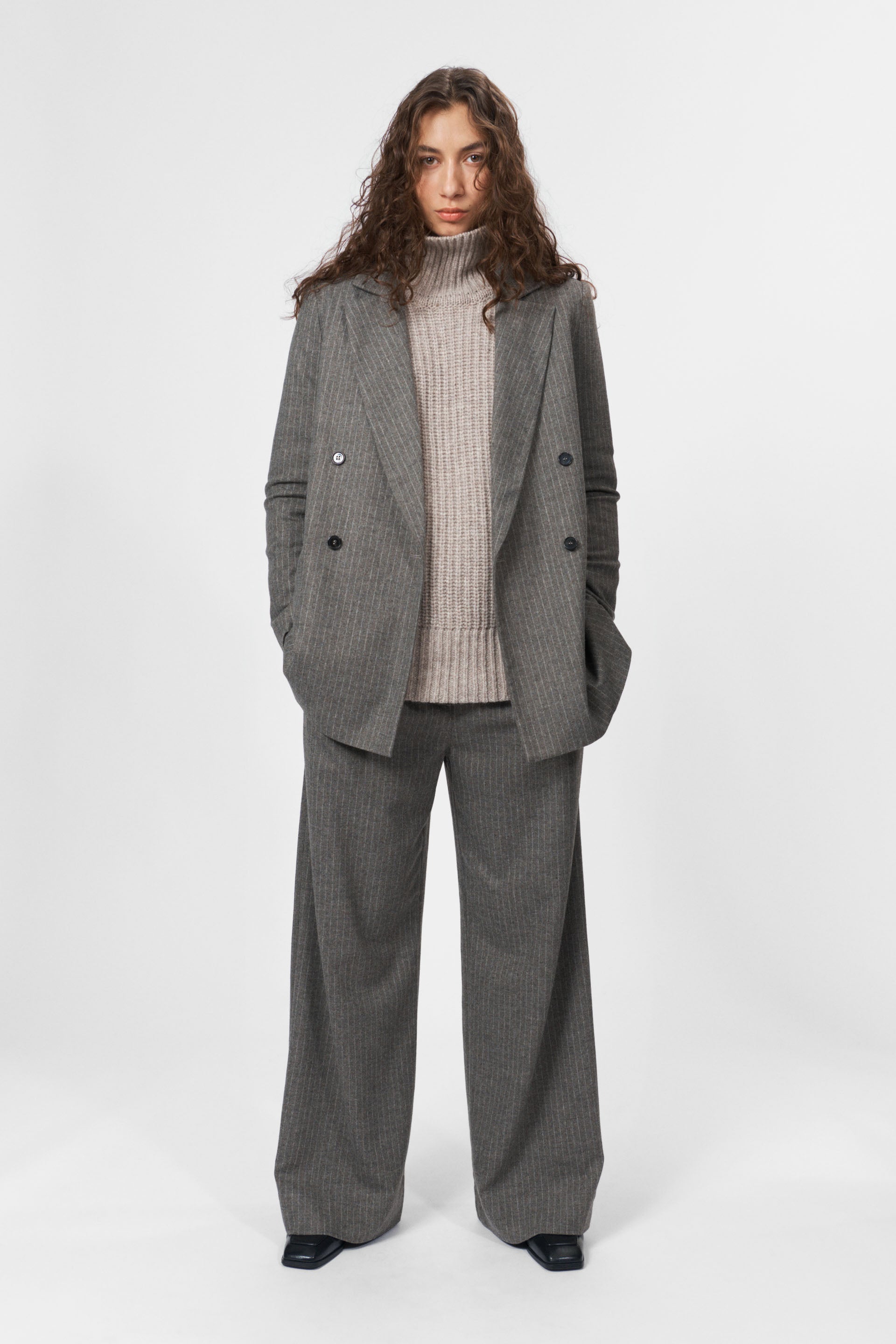 nué notes Tyler Blazer Outerwear 820 Multi Grey Stripe