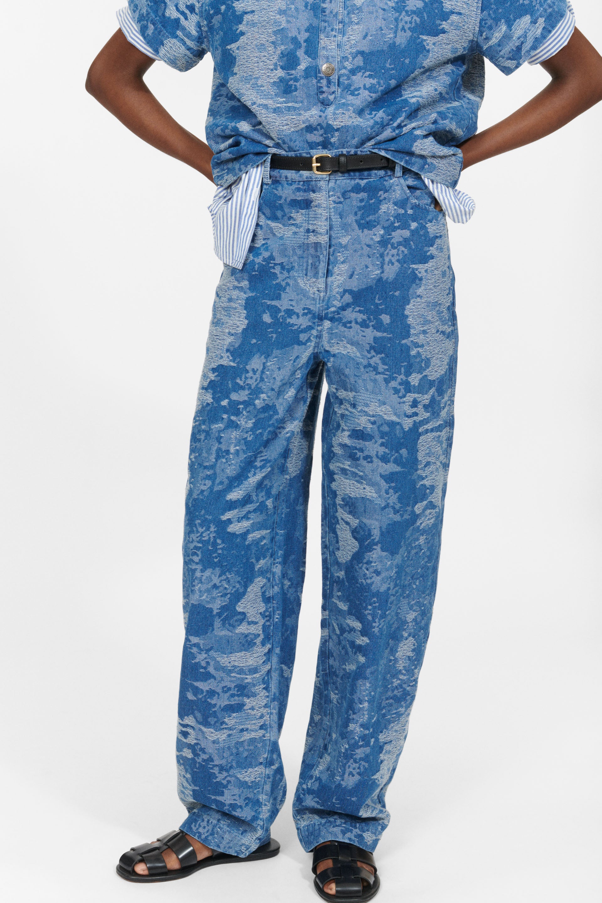 nué notes Weston Pants Pants 957 Denim Blue Jacquard