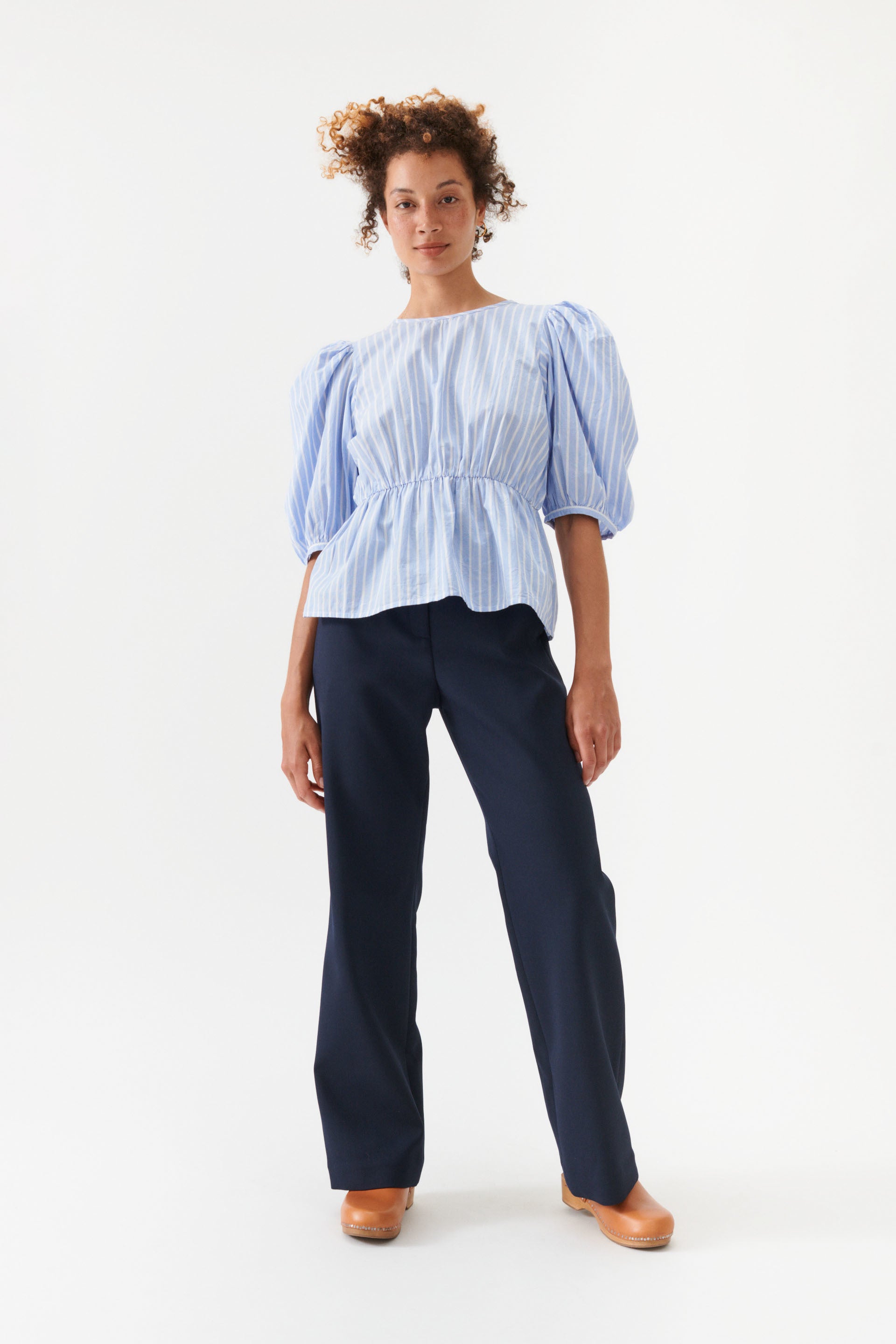 nué notes Brennen Blouse - Blue Stripe Blouses 494 Blue Stripe